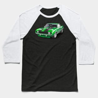 Chevy Camaro Muscle Car 1969 Green Baseball T-Shirt